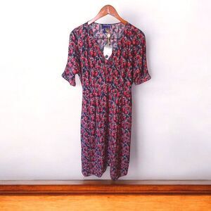 Heroines Viscose Floral Button Up Dress Pockets Womens Size 4 Cottagecore NWT